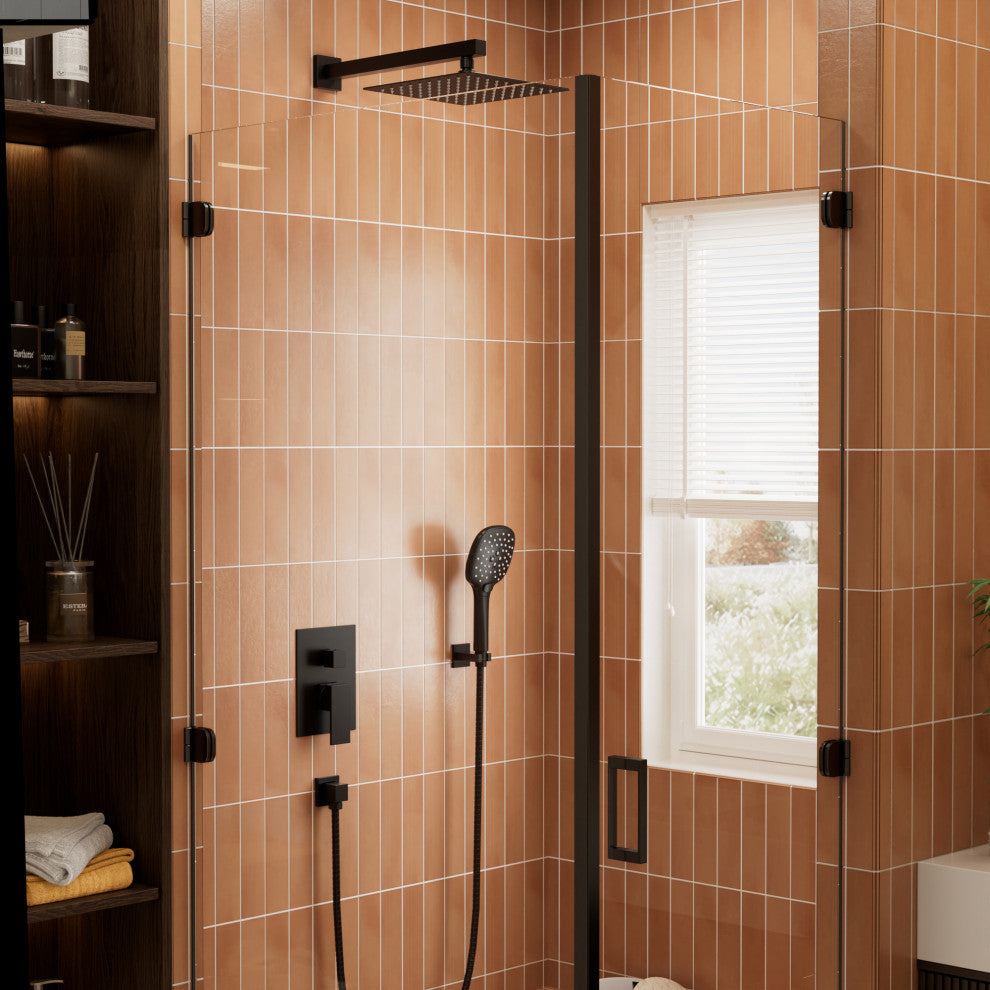CRANACH CROZET 10-Inch Square Rain Shower System, Multifunction handshower, Matte Black