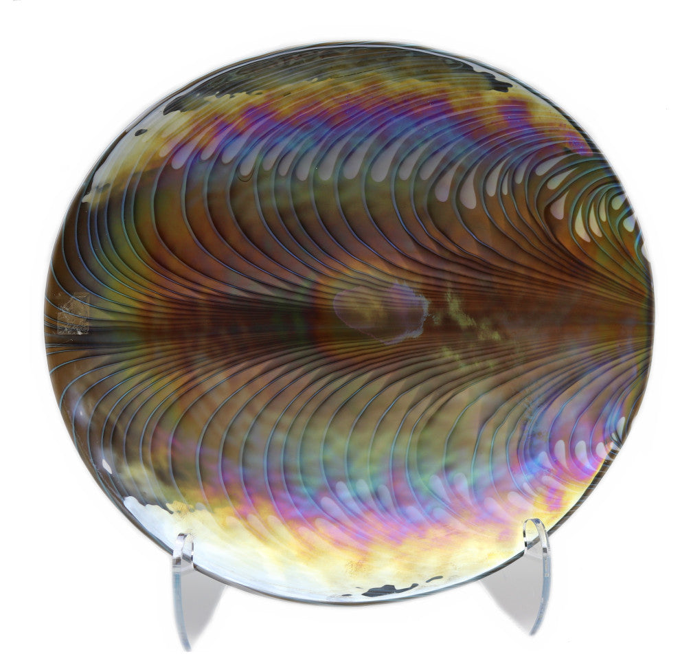 Murano Glass Filigrana Turquoise Centerpiece Plate Ivory Turquoise