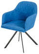 Benzara BM187451 Fabric Dining Arm Chair with Tripod Metal Base, Blue