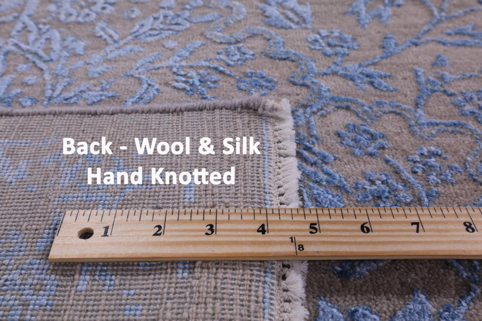 Hand Knotted Wool and Silk Persian Rug 8' 1" X 9' 10" Q6655