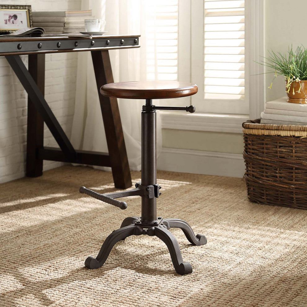 Justin Adjustable Stool, Chestnut/Industrial