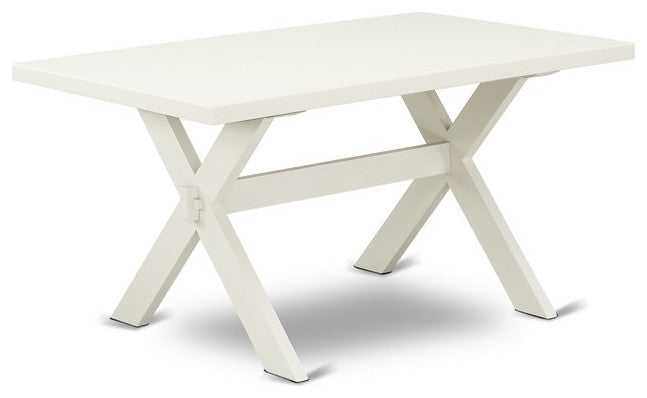 6-Piece Set, Dark Shitake Chairs, Bench and Table, Linen White