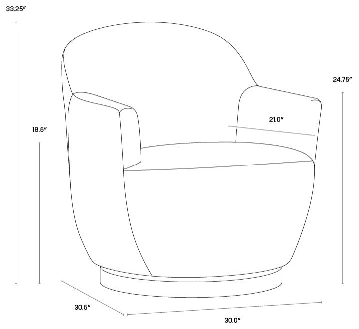 Casey Swivel Lounge Chair, Nono Shitake
