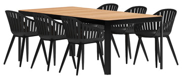 Pipa 7pc 100% FSC Solid Teak and Aluminum Patio Dining Set