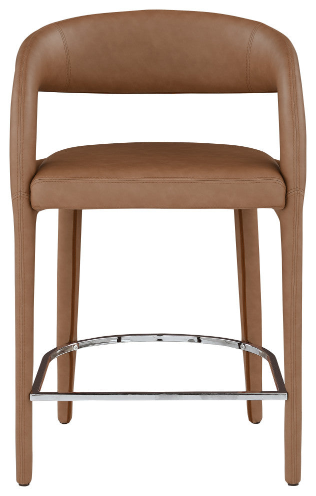 Sylvester Faux Leather Stool, Brown