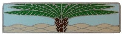 Horizontal Royal Palm Pull, Antique-Style Pewter-Pale Blue