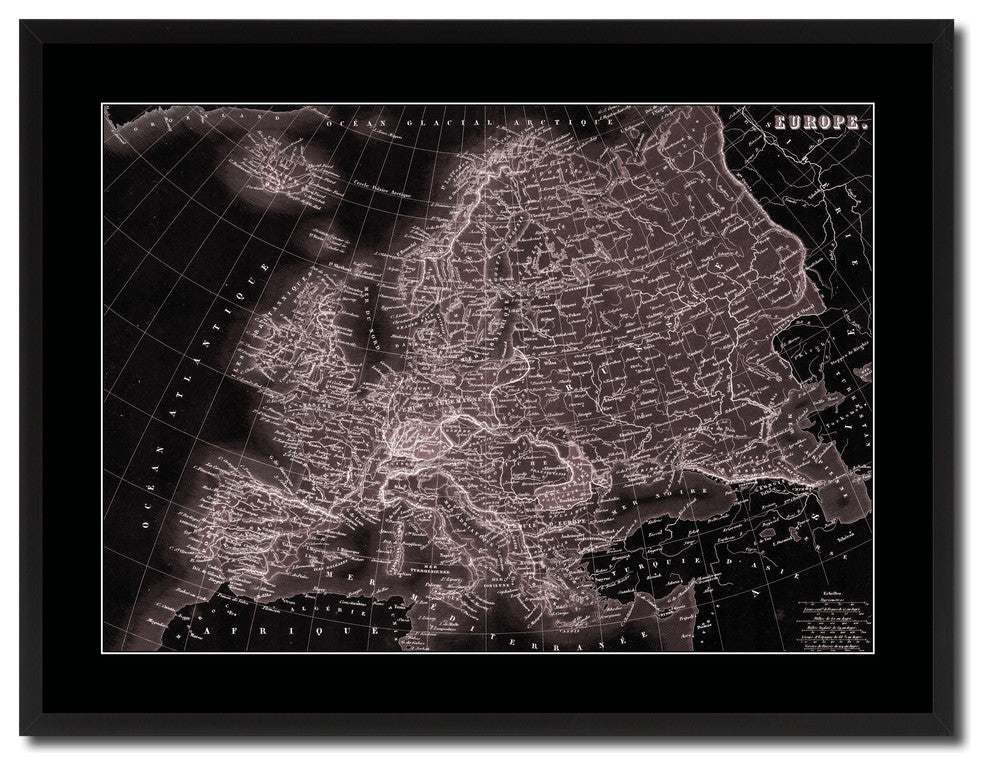 Europe Vintage Vivid Sepia Map Canvas, 28"x37"