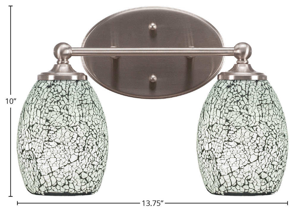 Capri 2-Light Bath Bar, Brushed Nickel/Black Fusion