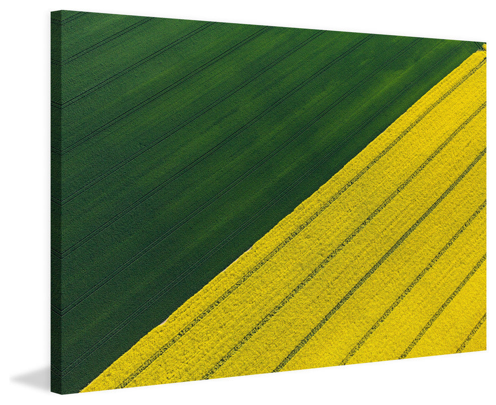 "Green and Yellow Crops" Painting Print on Wrapped Canvas