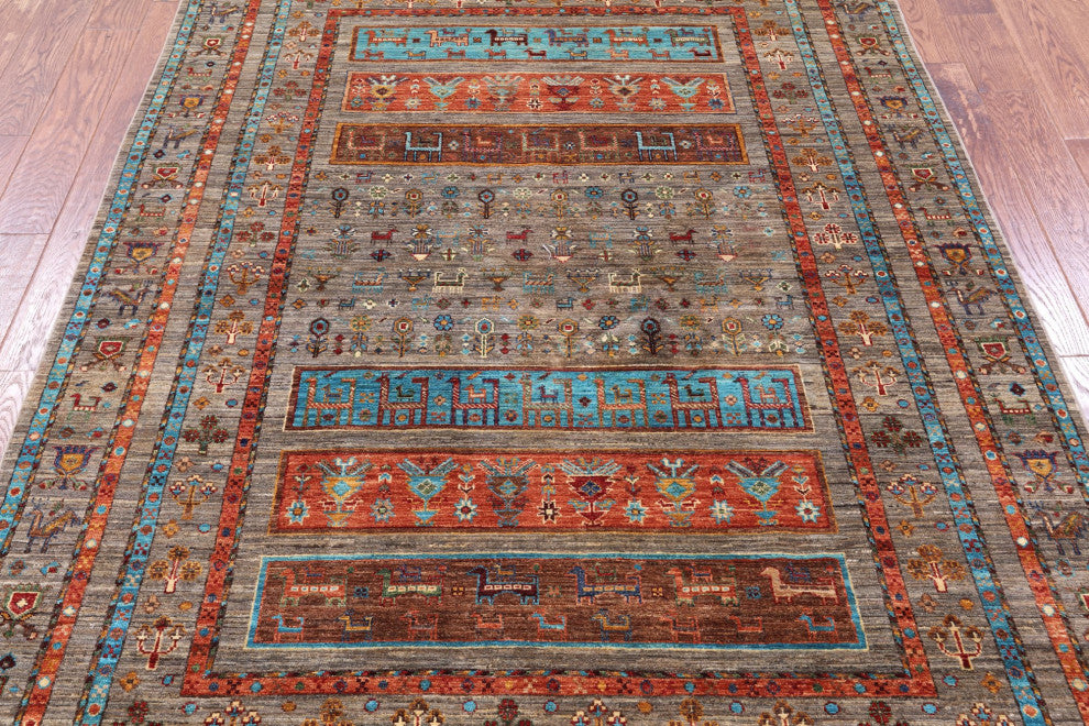 5' 9" X 8' 0" Handmade Tribal Persian Gabbeh Wool Rug - Q12358