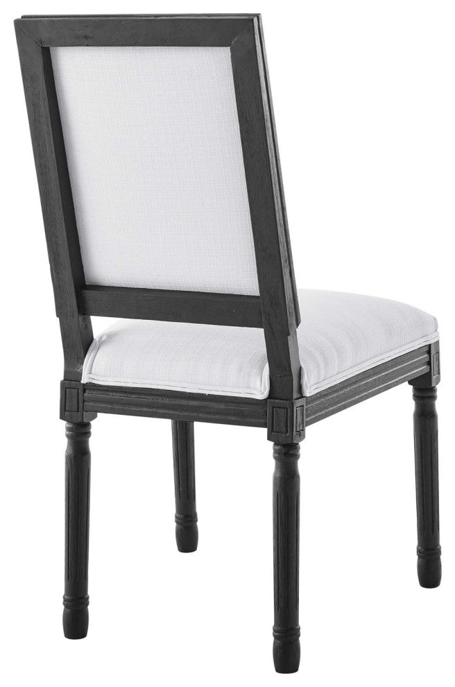 Court French Vintage Upholstered Fabric Dining Side Chair Black White