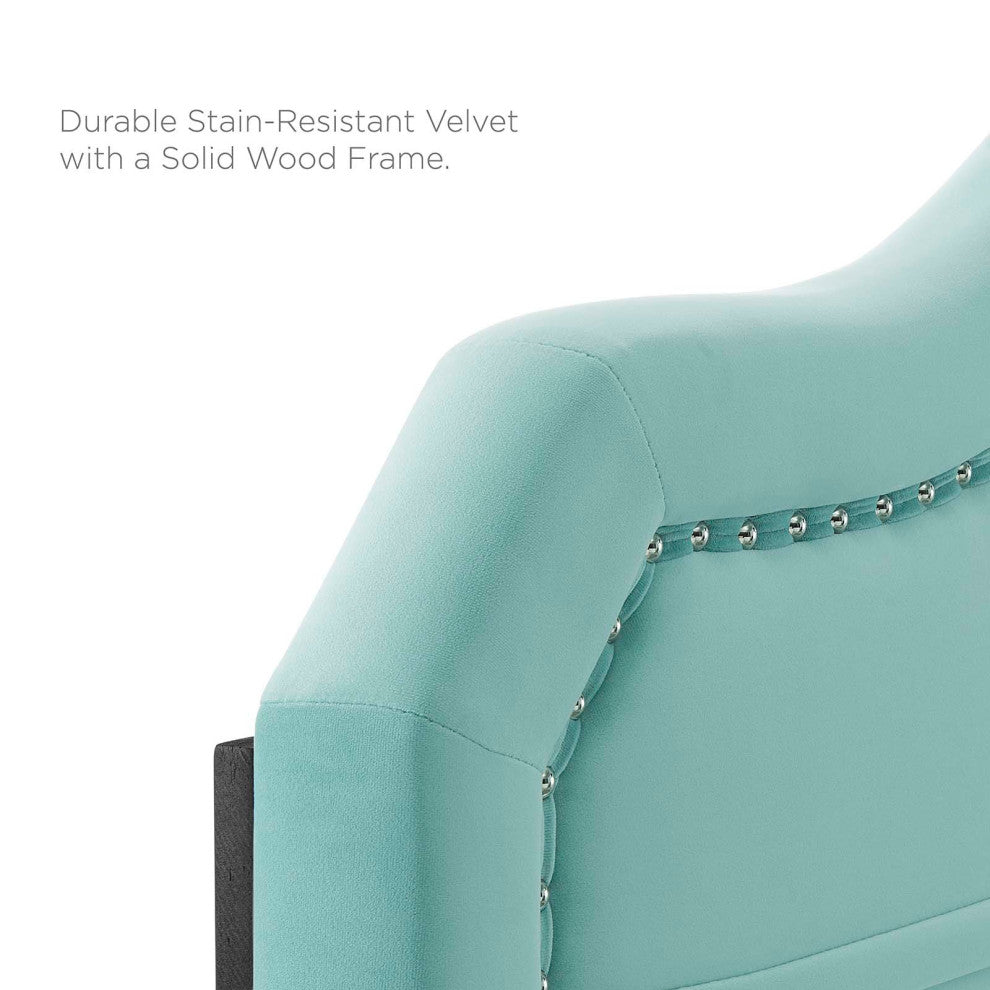 Kristin Pleated Performance Velvet Twin Headboard-Mint