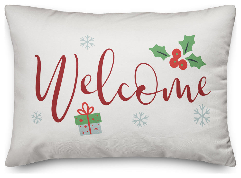 White Welcome 20x14 Spun Poly Pillow
