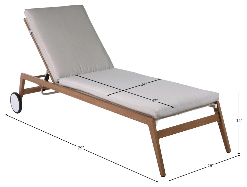 Maui Water Resisting Fabric Upholstered Outdoor Patio Lounger, Gray