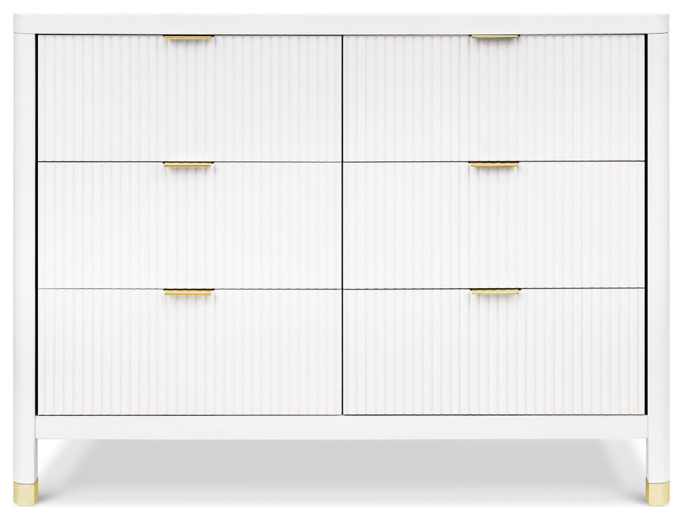 Brimsley Tambour 6-Drawer Assembled Dresser, Warm White