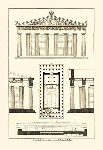 The Parthenon at Athens - Gallery Wrapped Canvas Art 28" x 42"