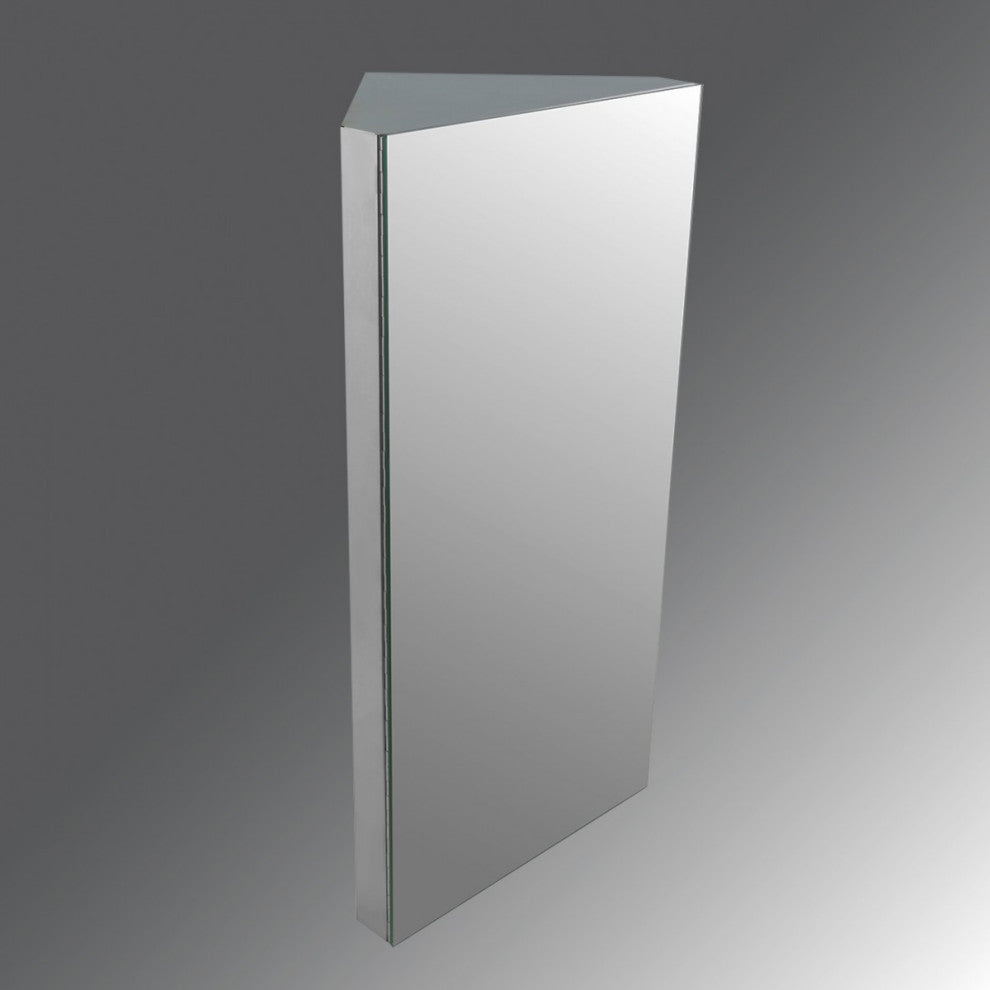 Bathroom Wall Mount Corner Medicine Cabinet Brushed Stainless Steel with Mirror