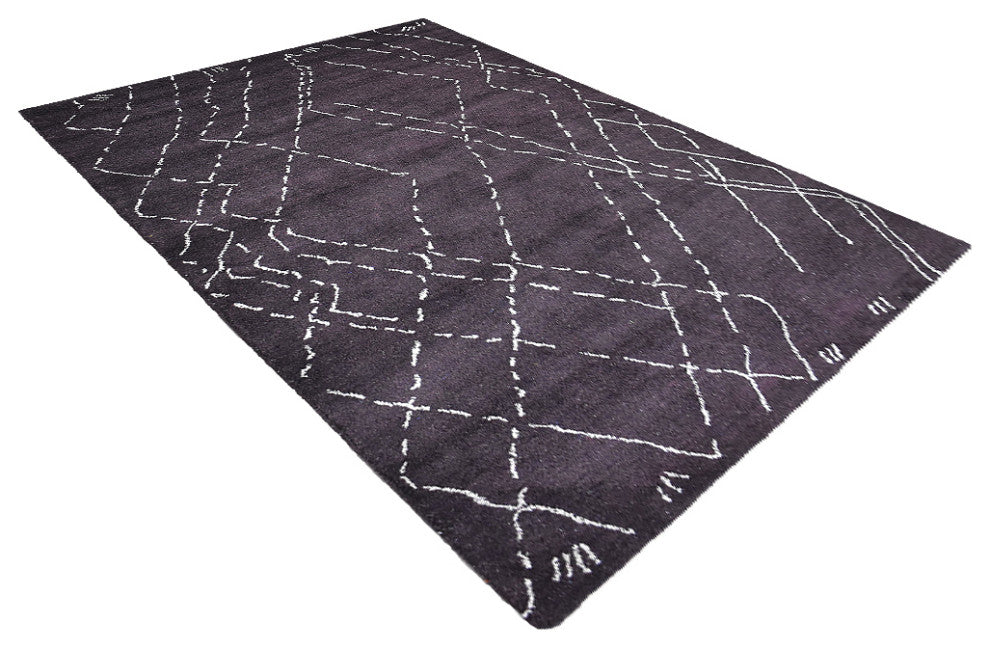 HAND KNOTTED LOOM SILK AREA RUGS-5'x8',Rectangle,Brown White,Contemporary