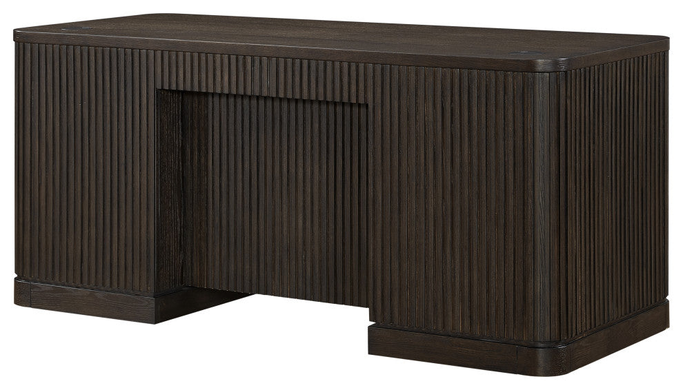 Wood Double Pedestal Desk, Executive Desk, Office Table, Brown