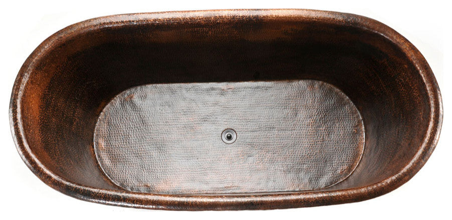 BTM72D 72'' Hammered Copper Slipper Style Bathtub