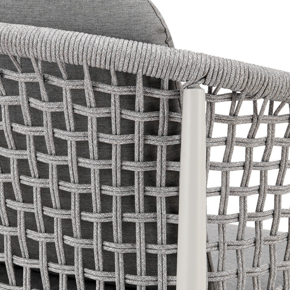 Rhodes Outdoor Patio Dining Chair, Light Gray Rope/Cushions Set of 2