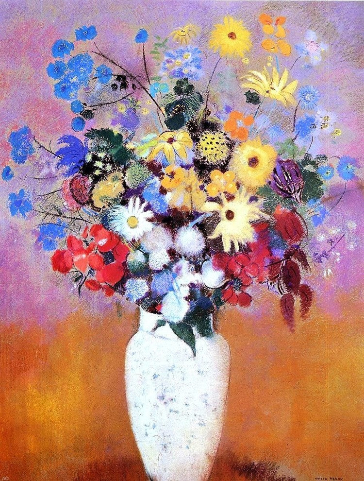 Odilon Redon White Vase With Flowers, 21"x28" Wall Decal Print