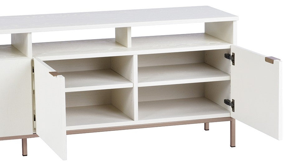 Ambrose Modular Media Stand, Champagne Gold, Cream