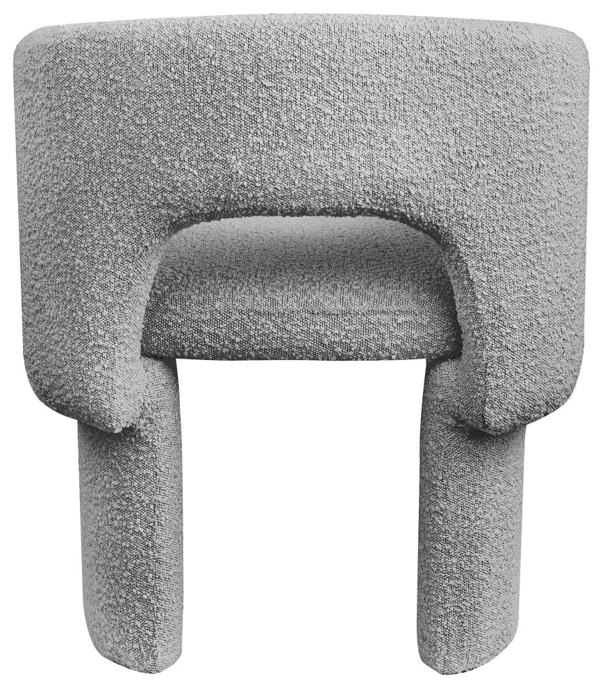Emmet Boucle Fabric Dining Chair / Accent Chair, Grey, Boucle Fabric