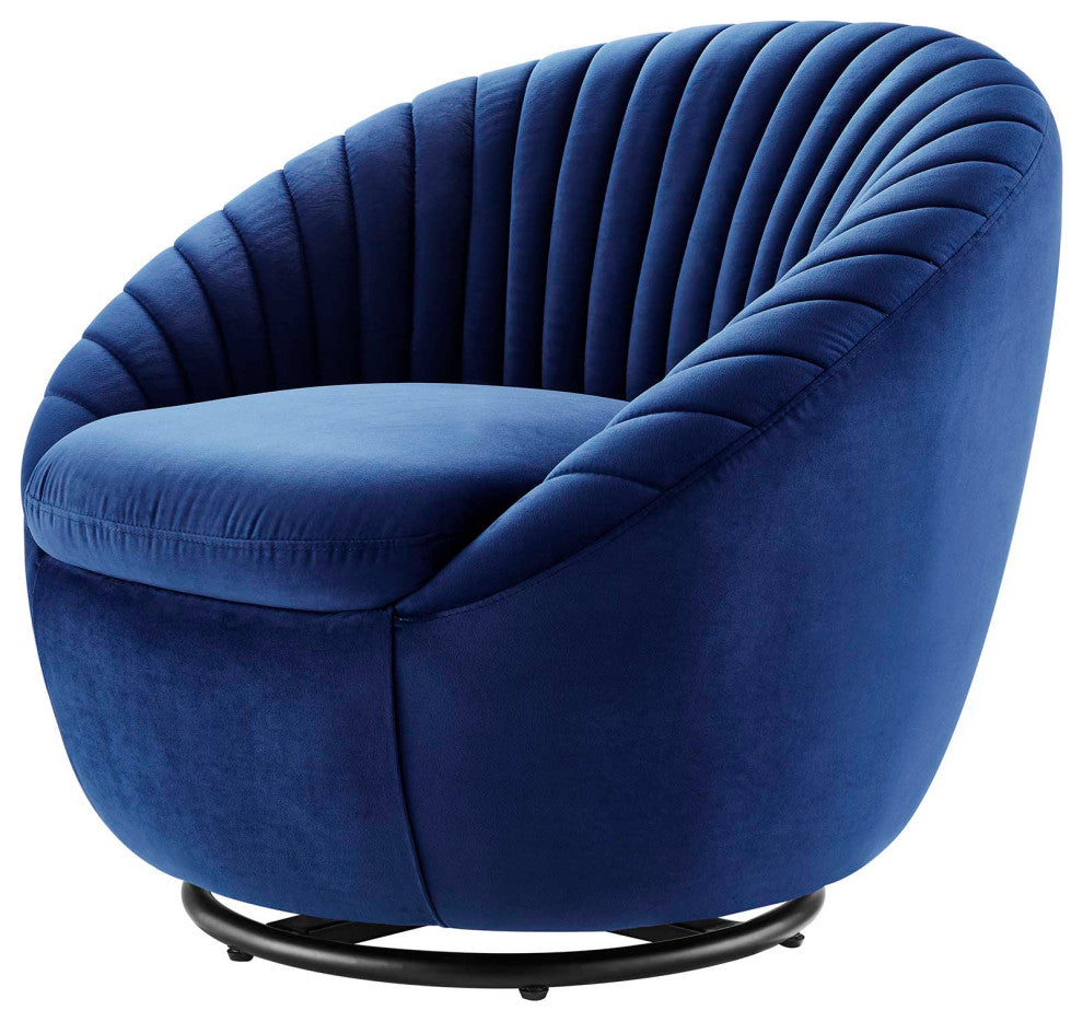 ArmTufted Chair Swivel Accent Tufted Chair, Black Blue Navy, Velvet, Modern