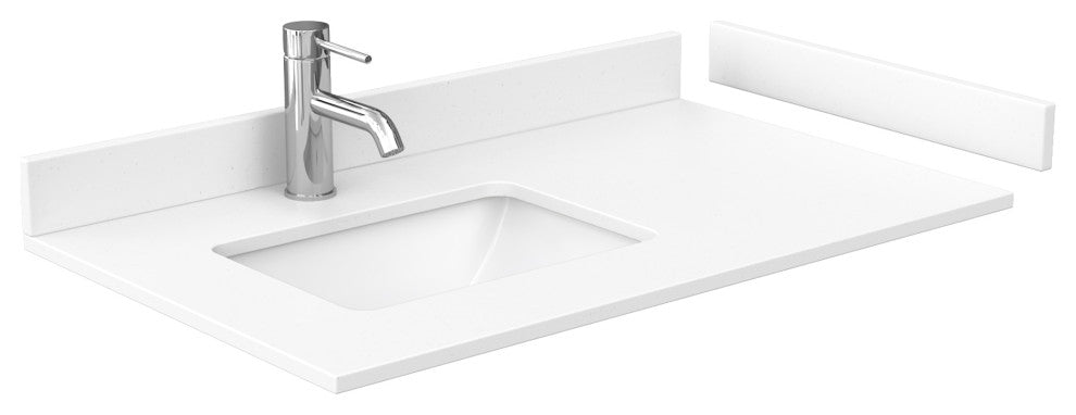 Beckett 36" Green Single Vanity, White Cultured Marble Top, Nickel Trim