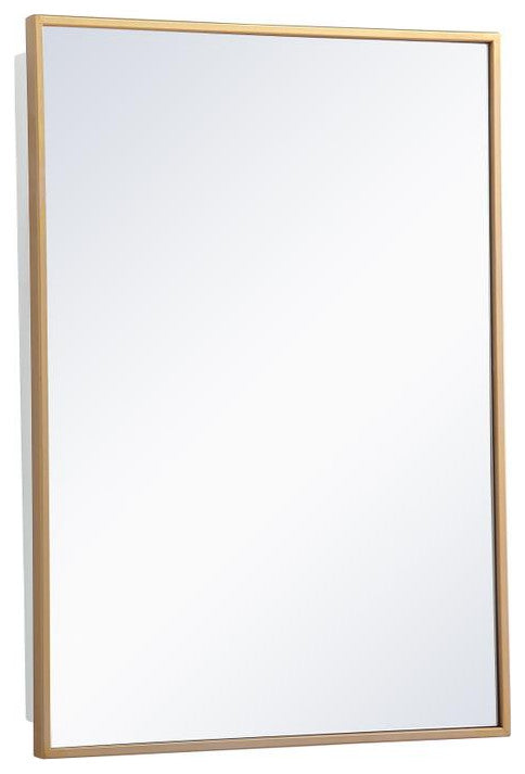 Metal Mirror Medicine Cabinet 20"x28", Brass Finish