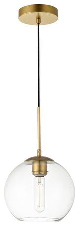Baxter 1 Light Pendant in Brass And Clear