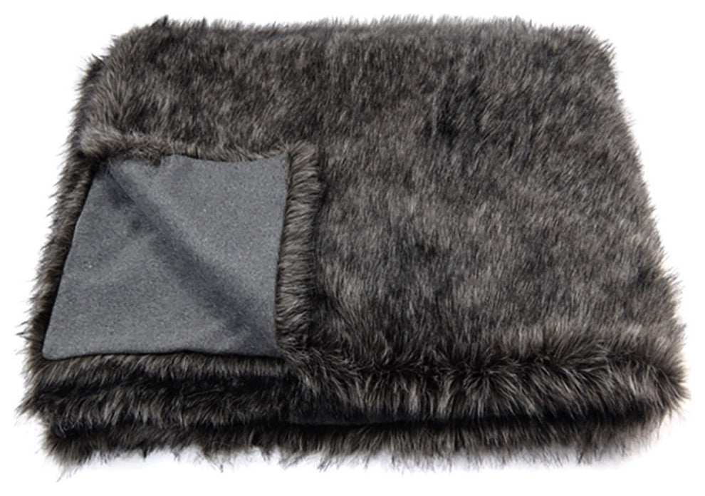 LUZIO Silver Fox Vegan Faux Fur Rug/Throw 55.1x78.7