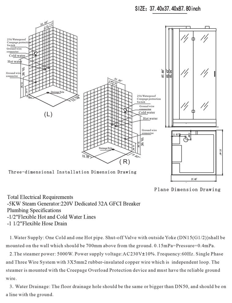 Platinum Arezzo Walk-in Steam Shower Sauna Spa w/ jets Smart TV Bluetooth, White, Left Position