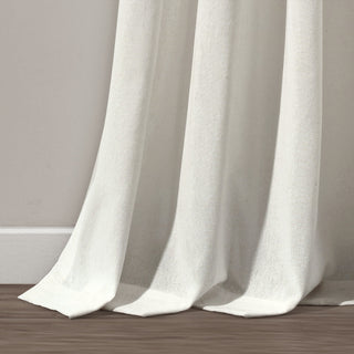 Linen Button Pinched Pleat Single Window Panel, Off White, 84"x40"