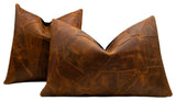 Canvello Cowhide Leather Throw Pillow Cover With Insert, 18"x18" & 16"x24"