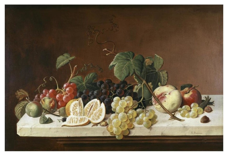 "Still Life With Fruit" Digital Paper Print by Severin Roesen, 24"x17"