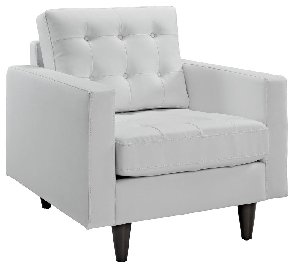 Modern Contemporary Living Room Leather Armchair White
