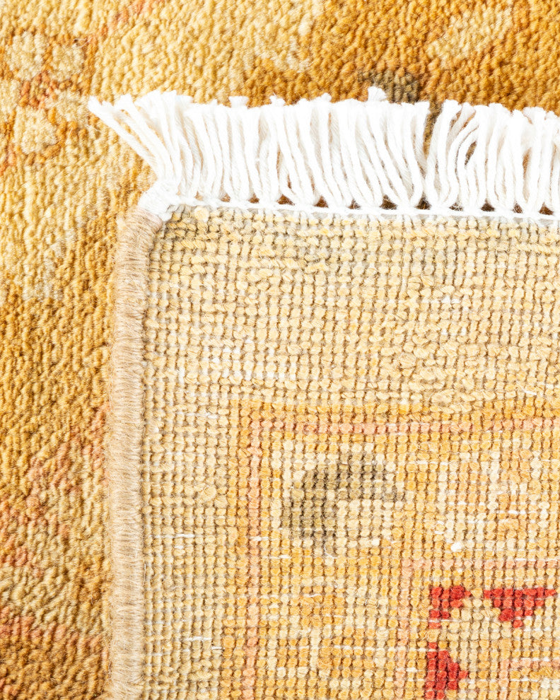 Eclectic, One-of-a-Kind Hand-Knotted Area Rug Yellow, 9' 1" x 12' 3"
