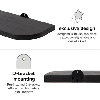 Dale Set of 4 Wall Mounted Shelves, Black