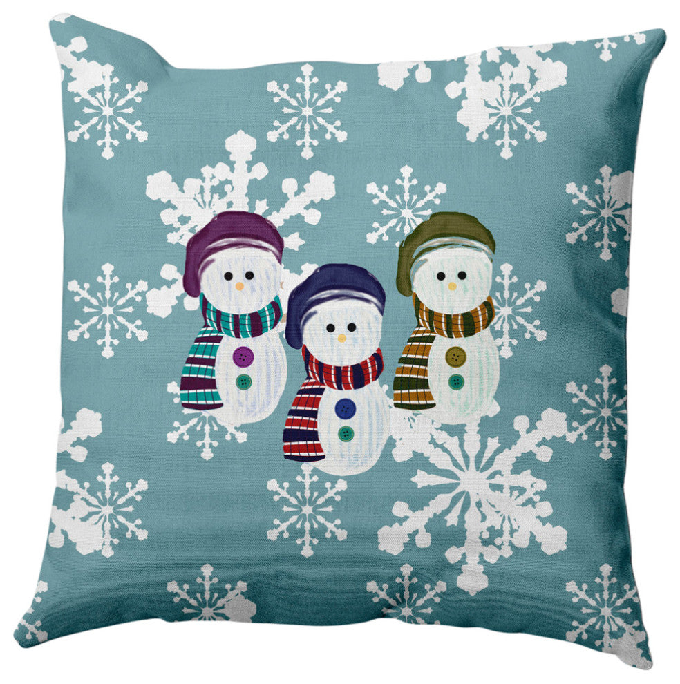 Sock Snowmen Decorative Throw Pillow, Blue-Gray, 26"x26"