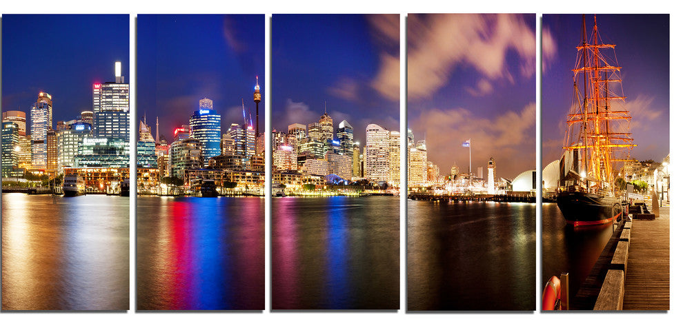 "Colorful Sydney Skyline" Canvas Print, 5 Panels