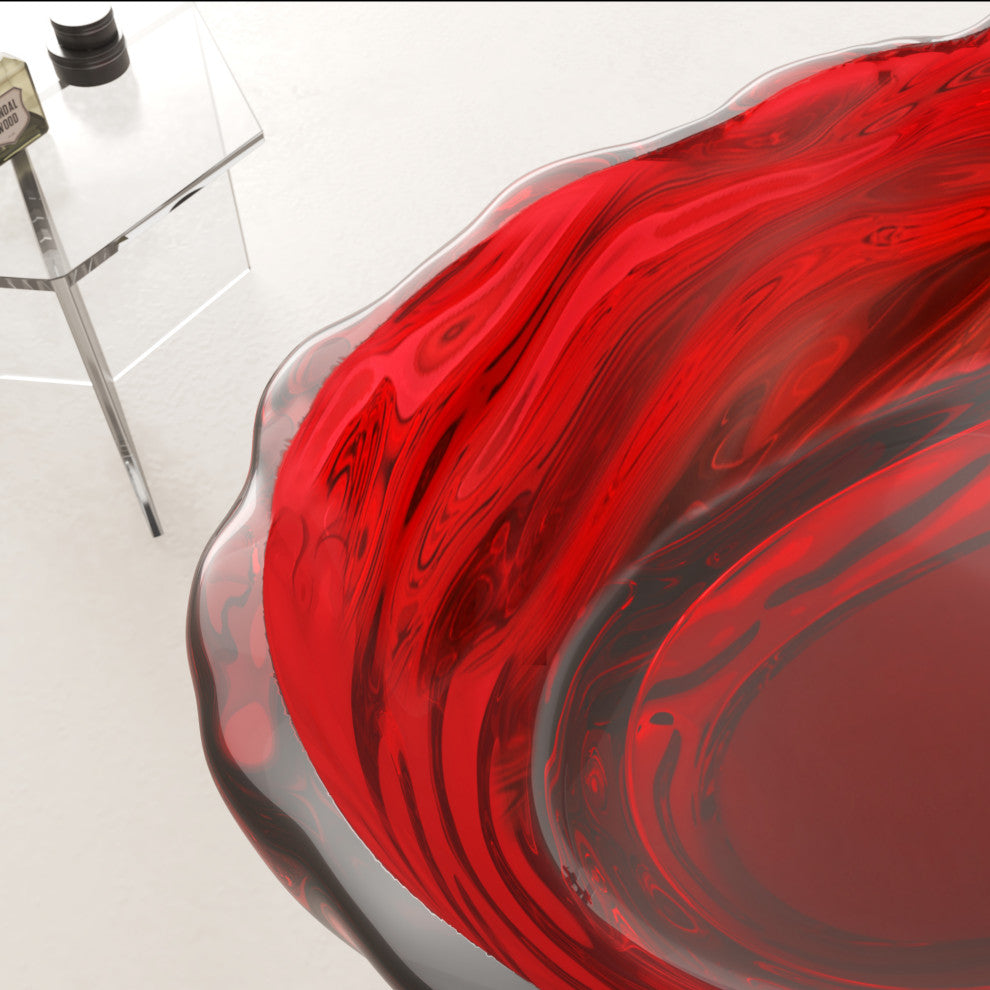 Vanity Art Freestanding Soaking Stone Resin Bathtub, Pure Resin Red