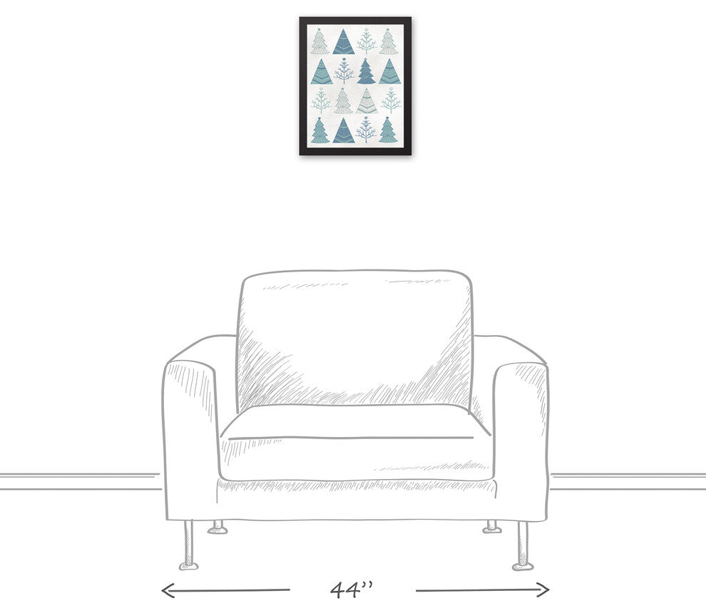 Blue Graphic Tree Print 11x14 Black Framed Canvas