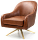 Fabric Accent Chair Swivel-Base Upholstered Armchair With Memory Foam, Brown