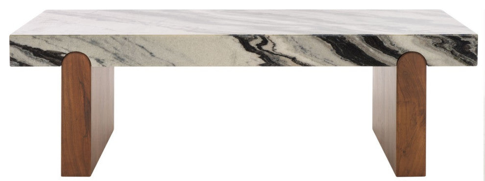 Safavieh Couture Ellebeth Marble Top Coffee Table, Hazel/Walnut