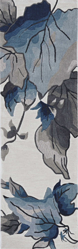 60 X 90 Ivory  Blue Polyester Rug