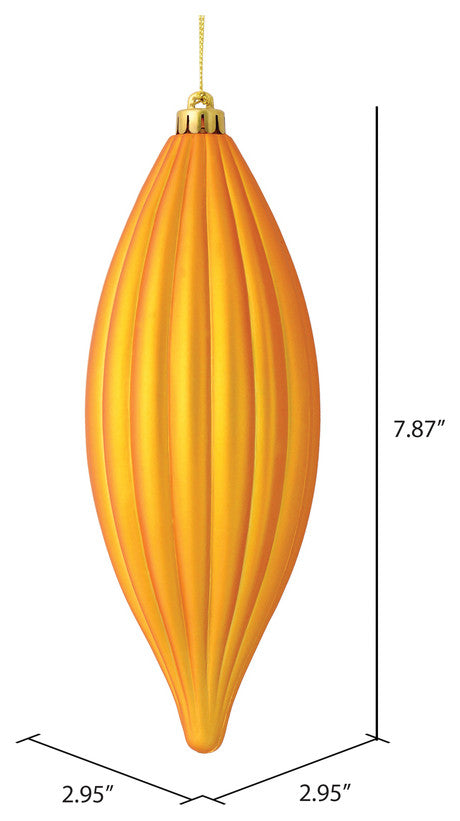 Vickerman M183230M 8" Antique Gold Matte Line Finial Ornament, Pack of 4