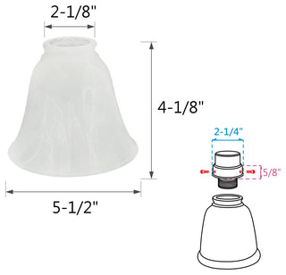 Aspen Creative 23044-4 Bell Shaped Frosted Replacement Glass Shade 4 Pack