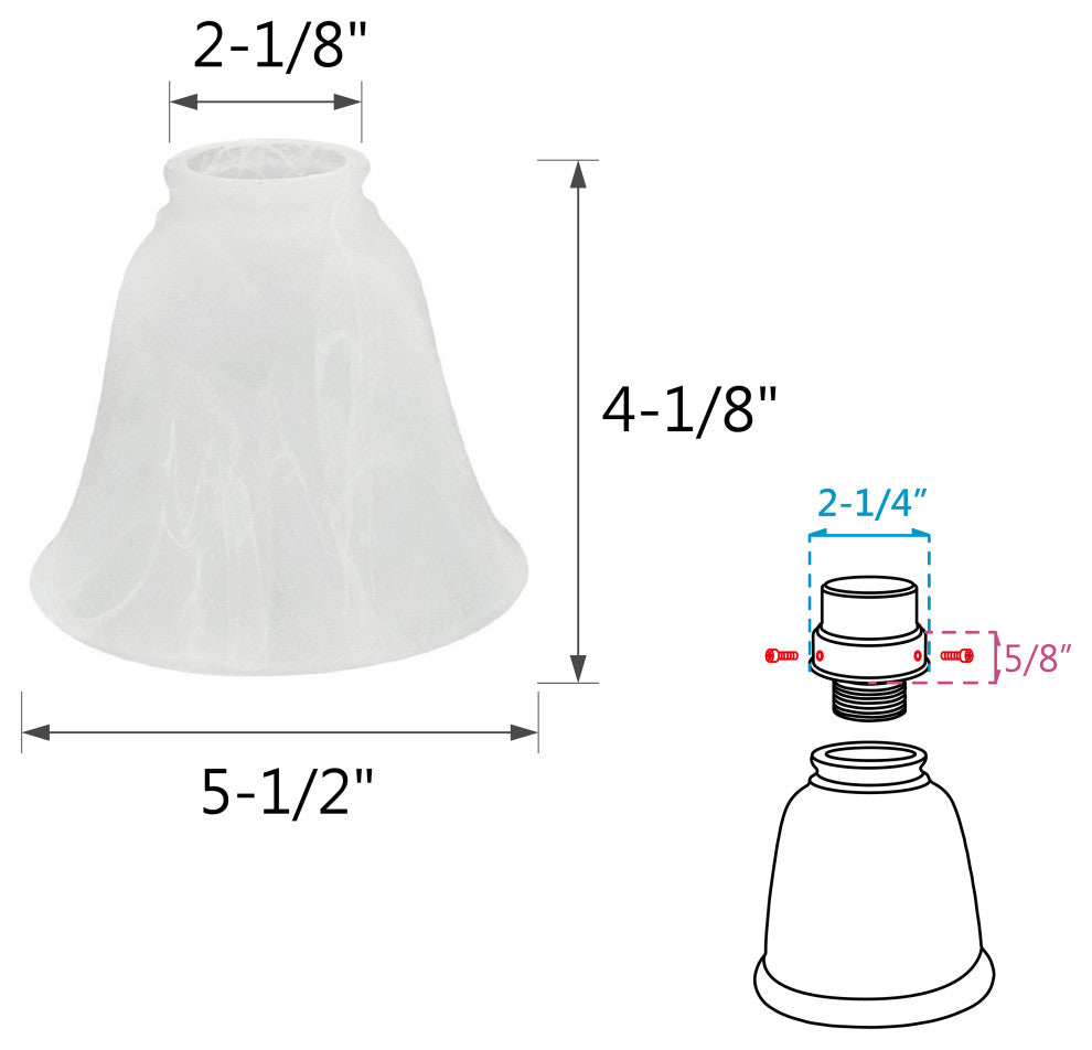 Aspen Creative 23044-4 Bell Shaped Frosted Replacement Glass Shade 4 Pack